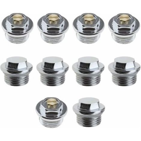 10pcs 1/2 Pouce Radiateur Manuel Purge d'air Vannes et 5pcs Bouchons d'obturation avec Connexion de Filetage Joint Torique Scellé (1/4)