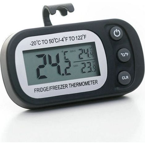 Termometro digitale per frigorifero nero con display LCD, impermeabile, con gancio magnetico (-20 ℃) (1/5)