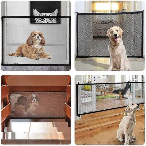 Barrière d'escalier, barrière pour chien, barrière de porte, séparation pliable pour une installation flexible pour chiens et chats (1/4)