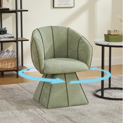 sillón giratorio chenilla oliva 56x54x74,5 cm OKMYHOME (1/5)