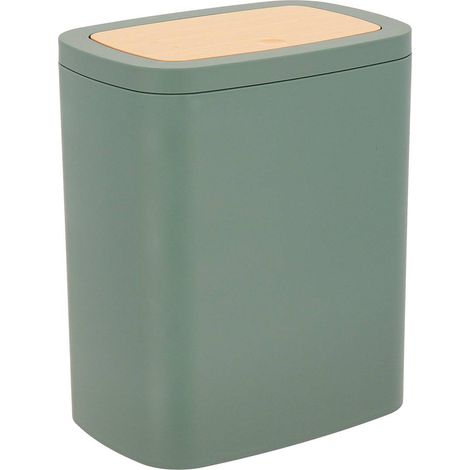 Bidone per rifiuti in gomma abs + pvc bambù 5l - kaki - Tendance (1/5)