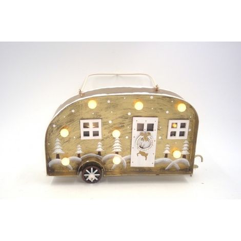 Decorazione casa Roulotte in legno luminosa 18 cm (1/2)