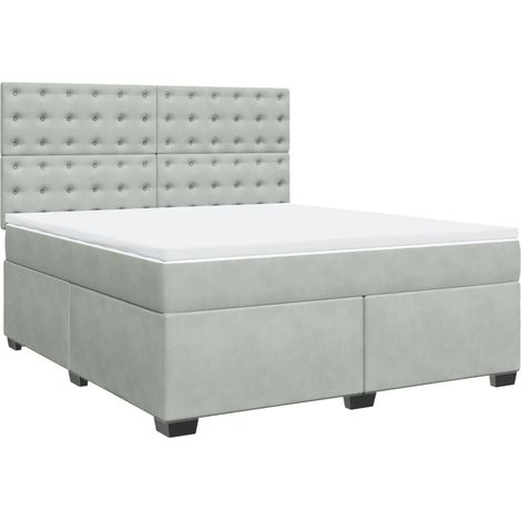 Maison Exclusive - Sommier à lattes de lit et matelas Gris clair 180x200cm Velours (1/5)