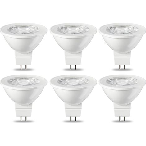 Lot de 6 ampoules LED GU5.3 MR16 5 W Blanc chaud non dimmable, 220 V [Classe énergétique G] (1/5)