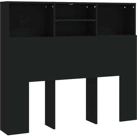 Bett-Kopfteil mit Ablagen Schwarz 120x19x103,5 cm vidaXL