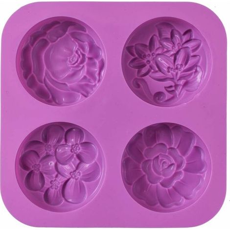 Moules à savon en siliCône en forme de fleur, moule à savon, muffin, pudding, gelée, brownie et cheesecake, antiadhésif et sans BPA-Fei Yu (1/4)