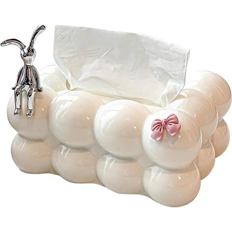 Porta fazzoletti, porta asciugamani di carta, porta asciugamani di plastica a forma di nuvola, porta fazzoletti decorativo a forma di marshmallow, decorazione nordica per auto, bagno, soggiorno (bianc