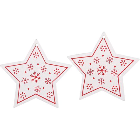 50 Pièces Pendentif Bois Ornement Décoratif Maison DIY Accessoire Art Peint (Étoile à 5 Branches Blanche) (1/5)