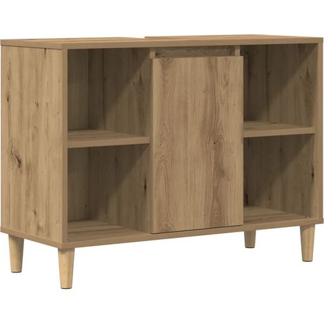 Mueble de baño con almacenamiento abierto 80 x 33 x 60 cm estilo moderno acabado mate en madera de roble manufacturada hecho a mano 020051058 (1/5)