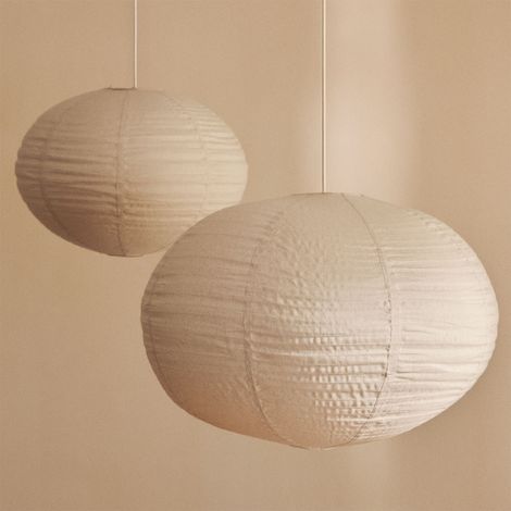 SKLUM Set aus 2 hängenden Deckenlampen aus Leinen Elijah Beige Leinen Ø50 cm - Ø65 cm                                 