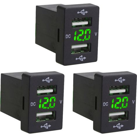 3X Chargeur de Voiture 12V avec Fusible pour Chargeur de Voiture 5V 4.2A (Vert)