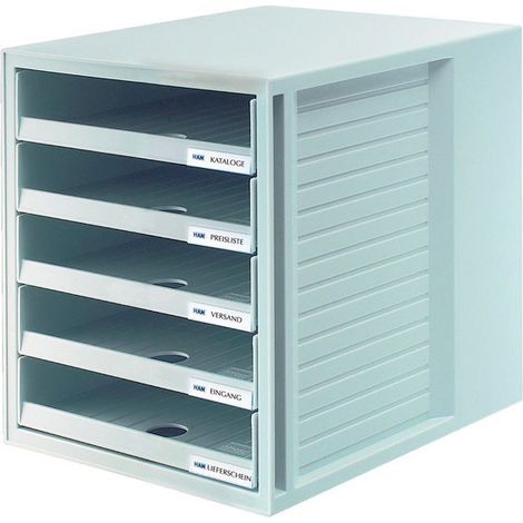 HAN HA-1401-FO-11 Commode avec 5 tiroirs ouverts pour armoire gris en feuille d'aluminium
