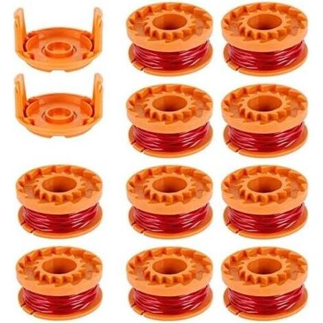 10Pcs Bobines Fil pour Débroussailleuses 3 m/1.65mm en Nylon Ligne de Bobines de Rechange WORXWG163 WG180 WG175 WG150 WG160 avec 2 Capuchons de Coupe Bobine de Fil de Coupe pour Tondeuse à Ga (1/5)