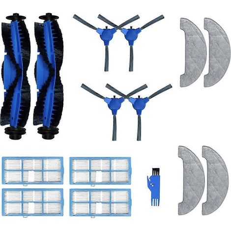 Pièces de rechange pour aspirateur robot Ultenic série D5 (D5S, D5S Pro, D5S Pro+) : brosse principale, filtre HEPA et chiffon de nettoyage.