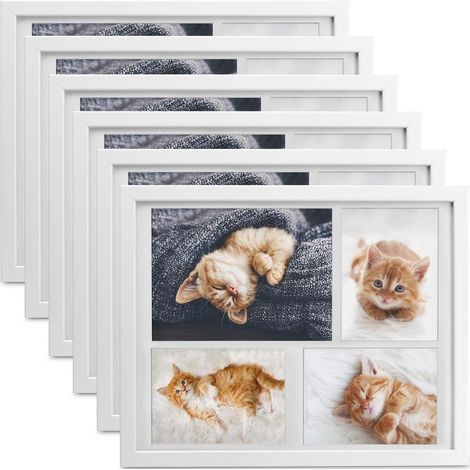 6x cadres photo 10x15 cm & 15x21 cm pour 4 photos blanc