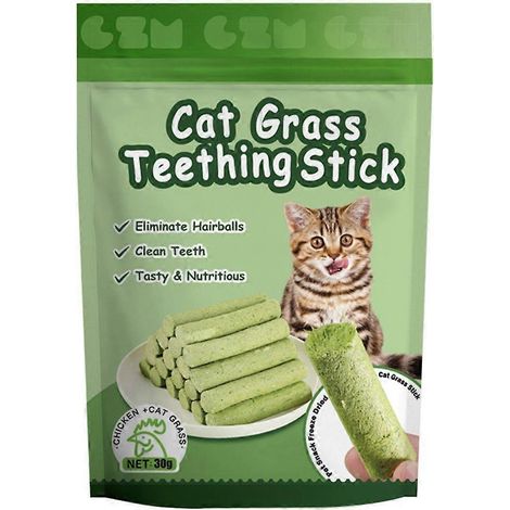 Bâtonnet d'herbe à chat pour chats, bâtonnet pour éliminer les boules de poils, bâtonnet pour molaires, friandises lyophilisées pour chats