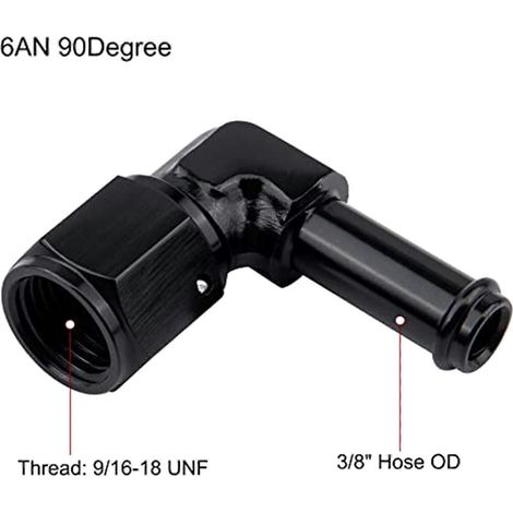 Raccord de tuyau pivotant à angle droit 6AN femelle vers 5/16" 3/8" à barbes - AN638 (1/5)