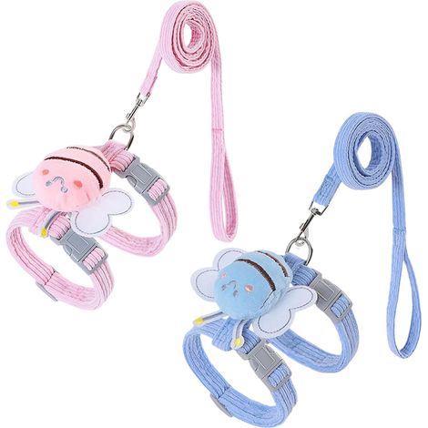2 Pièces Harnais Chat Réglable - Laisse Pour Chat Résistante À L&39évasion Avec Bandes Réfléchissantes Pour Promenade Extérieure Bleu Et Jaune 2kg-5kg (1/5)