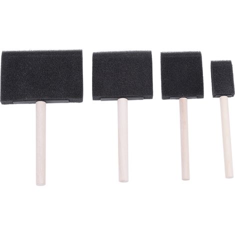 Lot de 4 pinceaux en mousse avec manche en bois pour peinture, graffiti et nettoyage de poussière (1/5)