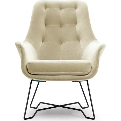 LUCAS - Fauteuil en tissu chiné - Beige