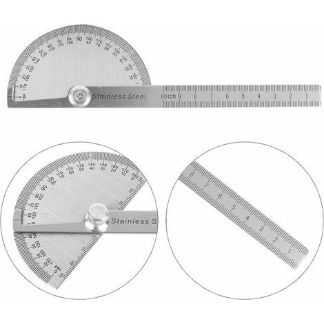 Winkelmesser aus Edelstahl, Winkelmesser in Grad, universell verstellbarer Winkelmesser 0-180° mit Messlineal für Heimwerkerarbeiten, Architektur, Tischlerei, Ingenieurwesen, Haushalt und Schule, 0-10 (1/5)