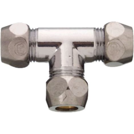 RACCORDO A COMPRESSIONE A T 10x10x10MM- IN OTTONE CROMATO