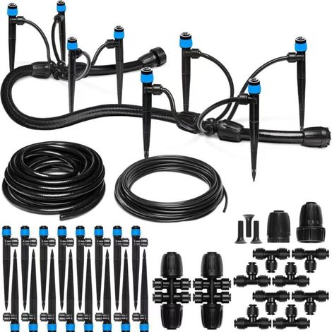 Kit d'irrigation goutte à goutte pour jardin, système d'irrigation goutte à goutte réglable connecté pour plates-bandes surélevées, serre (1/5)
