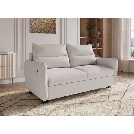 Deco In Paris – Canapé convertible 3 places en tissu beige – Dimensions couchage 163 x 177 cm – Structure en bois – Garnissage mousse polyuréthane (1/5)