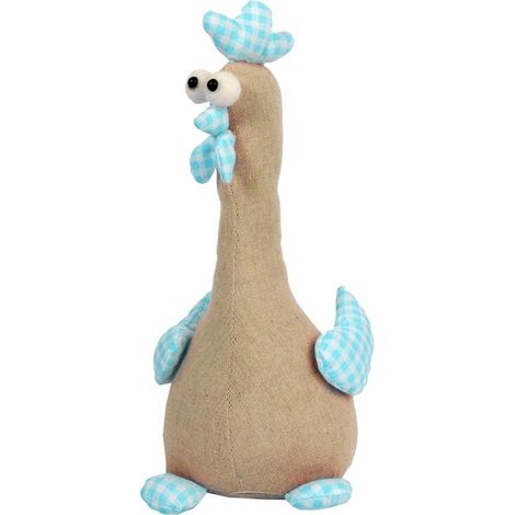 Coq de Pâques en lin 25 cm - Décoration de Noël bleue (1/2)