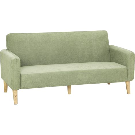 HOMCOM sofá de 2 plazas de 160 cm, sofá de salón, tapizado en terciopelo, acolchado grueso, asiento amplio y patas de madera de caucho, Verde (1/5)