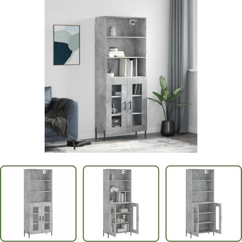 Holzwerkstoff - Highboard Betongrau 69,5x34x180 cm Holzwerkstoff (1/5)