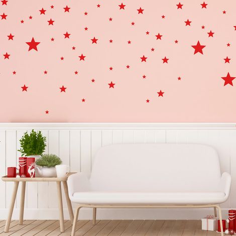Stickers Lot des 130 étoiles - 35x65cm - rouges - Autocollants adhésifs noël - décoration fêtes (1/3)