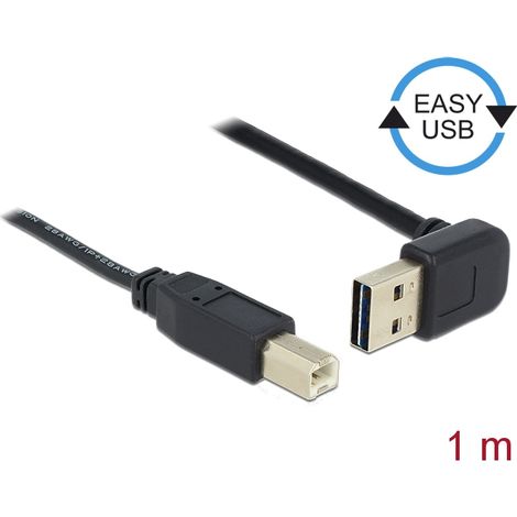 Delock Cable EASY-USB 2.0 Tipo-A macho, sesgado hacia la arriba y hacia abajo  USB 2.0 Tipo-B macho de 1 m