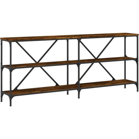 Maison Exclusive - Table console chêne fumé 180x30x75 cm bois d'ingénierie et fer (1/5)