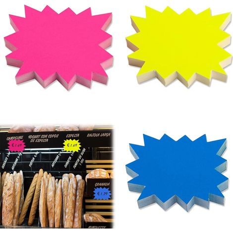 150 Stück fluoreszierende Preisschilder, sternförmige Preisschilder, unbedruckte sternförmige Preisschilder, für Einzelhandelsgeschäfte, Supermärkte, Einkaufszentren, Gemüsemärkte, 3 Farben