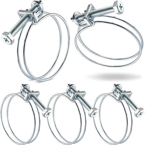 Collier de Serrage Double Fil W1 en Acier Galvanisé, Plage de Serrage 50-55mm, Diamètre Fil 2 mm (1/5)