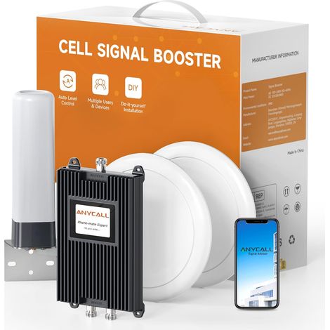 Amplificateur 5G 4G LTE GSM pour Les Grandes Surfaces, Amplificateur Reseau Mobile pour Bande 1,3,7,8,20, Double Antenne Intérieure, Double Répéteur (1/5)