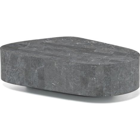 Mesa auxiliar moderna de piedra gris 100 x 52 x h 28 cm (1/5)
