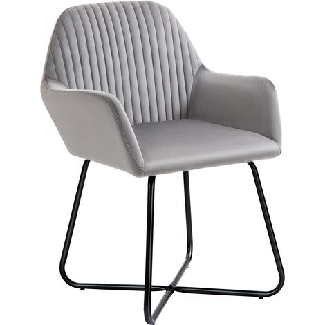 Stylish Grey Upholstered Arm Chair with Metal Base for Living Room Accent Furniture