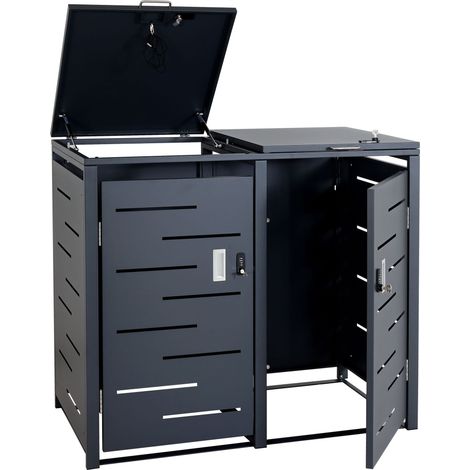 2x copribidoni box spazzatura rifiuti HHG-020 XS 63x135x103cm antracite