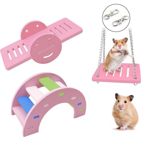 Maison Pour Hamster - Jouet Activité En Bois Écologique Avec 2 Trous - Pour Hamsters Souris Gerbilles - Lot De 3 Pièces (1/5)