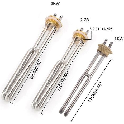 Élément chauffant en acier inoxydable pour eau chaude, tube de suralimentation antirouille, convient aux chaudières à eau chaude et aux chauffe-eau solaires, 220 V, 1 kW-3 kW, filetage DN25.