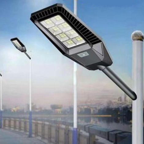 TrAdE Shop Traesio - Lampione Stradale Faro A Led Solare Per Esterno 120 W Luce 7000k Sl-606-200-7000k - (1/3)