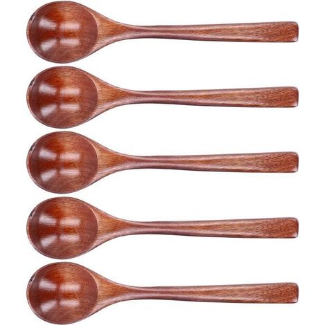 OMABETA Cuiller à soupe 5pcs Cuillère à Soupe en Bois Cuillère à Riz à Long Manche Vaisselle de Maison pour Cuisine table louche (1/4)