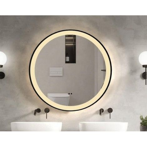 Adema Lonato Miroir de salle de bain - rond - diamètre 60cm - éclairage LED intégré - chauffage du miroir - contrôle infrarouge - noir mat (1/5)
