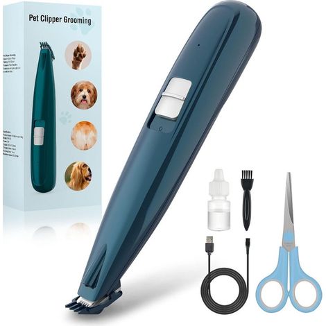 Hunde- und Katzenschermaschine, professionelle kabellose Schermaschine mit LED-Licht für Pfoten, Augen, Ohren, Gesicht und Körper. (1/5)