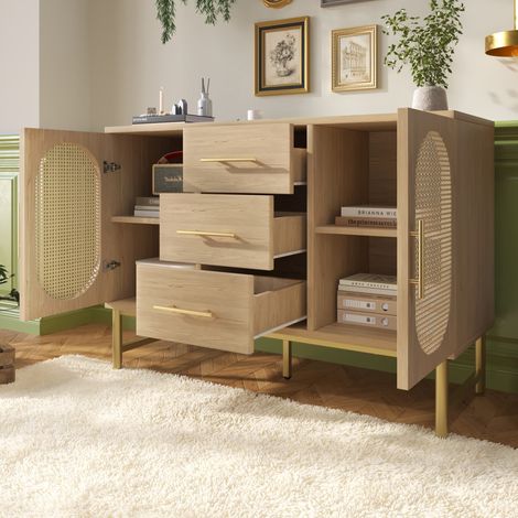 mobile contenitore 120x40x74 cm rattan rovere sonoma OKMYHOME (1/5)