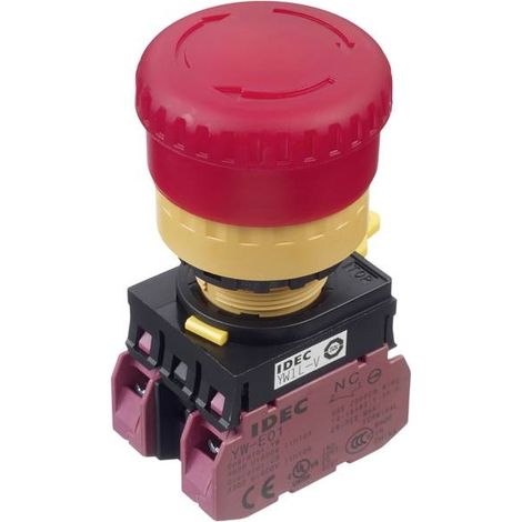 Idec YW1L-V4E02Q4R Interruttore di arresto di emergenza 250 V 3 A 2 NC IP65 1 pz.