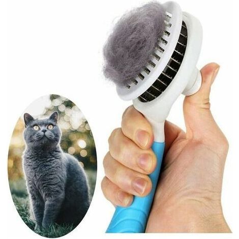 Cepillos para perros y gatos, cepillos de aseo para gatos y perros, cepillo autolimpiante para eliminar el pelo muerto y la capa interna con un solo clic. (1/4)