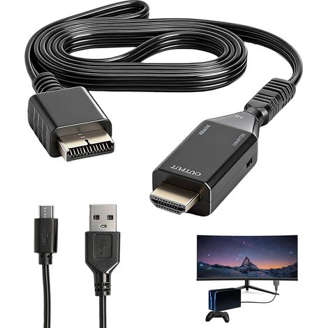 HENGBIRD PS1/PS2 zu HDMI Adapter 720P/1080P mit 1m AV-Kabel, PS2 HDMI Adapter mit Micro-USB-Stromversorgung Plug & Play für HDTV-Spielkonsolen (1/5)
